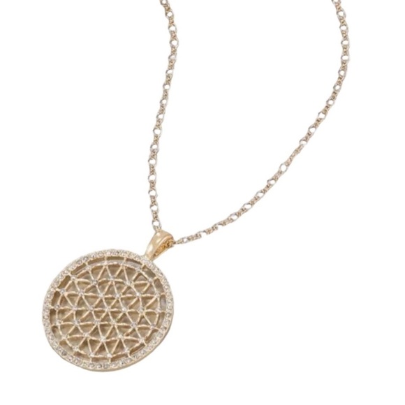 Rhinestone Hollow Out Round Charm Pendant Necklace - Picture 2 of 4